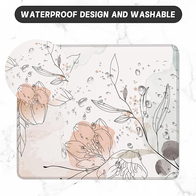 Mouse Pad, Watercolor Boho Florals Mouse Pads for Desk,Waterproof Anti-Slip Rubber Gaming Mouse pad with Stitched Edges for Gaming Office Laptop Computer Men Women
