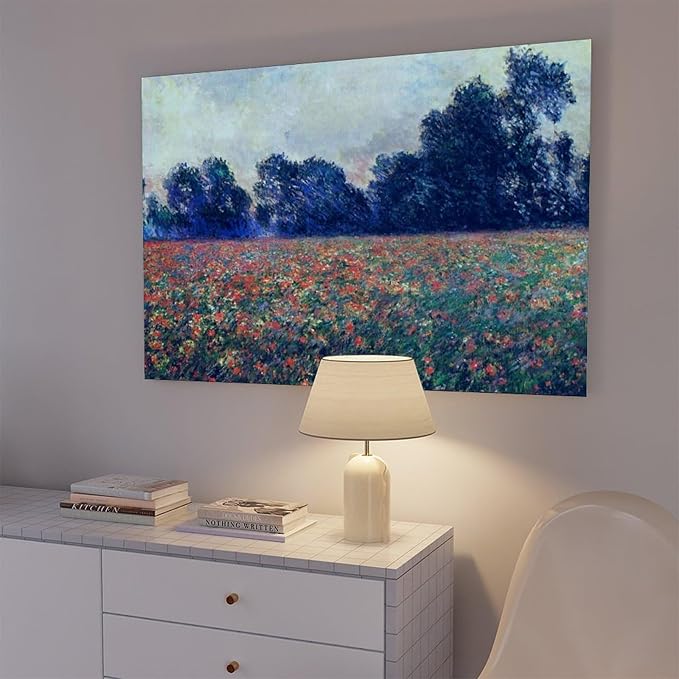 CFIOZYOS 40+ Monet Famous Print Posters Poppies at Giverny by Claude Monet Impressionism Canvas Poster Wall Art Print Bedroom Decor Office Room Kitchen Decor Gift Frame 24×36inch(60×90cm)