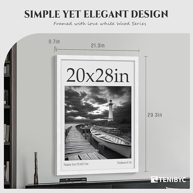 Picture Frame 4 Pack - Solid Wood Poster Photo Frame - Woodgrain Series - Room, Office, Gallery, Studio Display - Wall Hanging