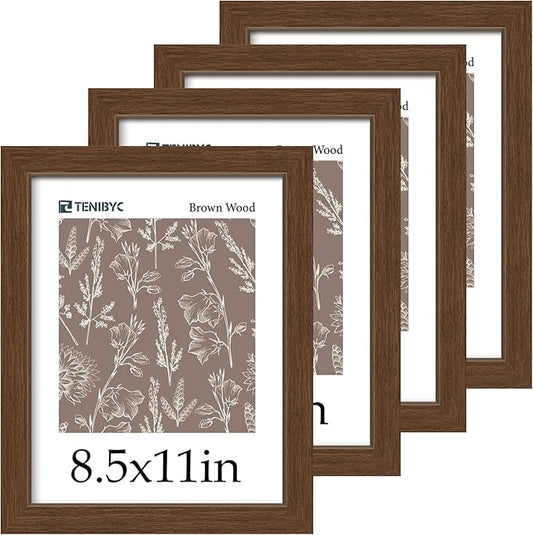 Picture Frame 4 Pack - Solid Wood Poster Photo Frame - Woodgrain Series - Room, Office, Gallery, Studio Display - Wall Hanging