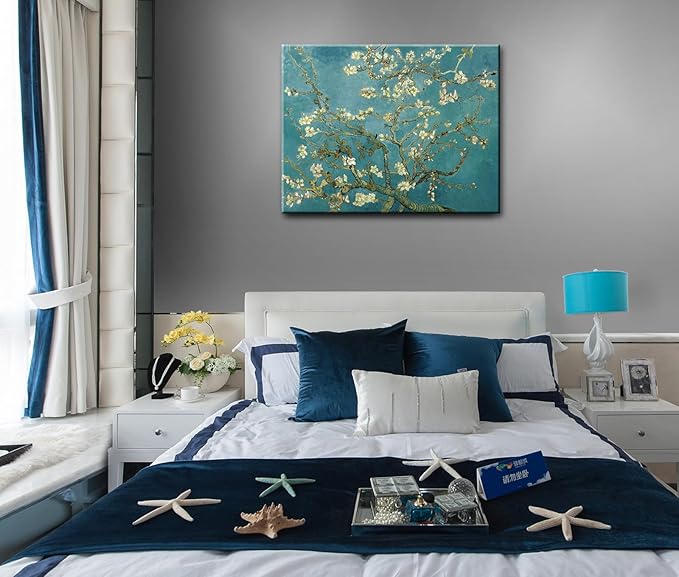 msspart Almond Blossom Tree by Vincent Van Gogh Oil Paintings Reproduction, Giclee Canvas Prints Wall Art for Bedroom Bathroom Home Decorations 12"x16"