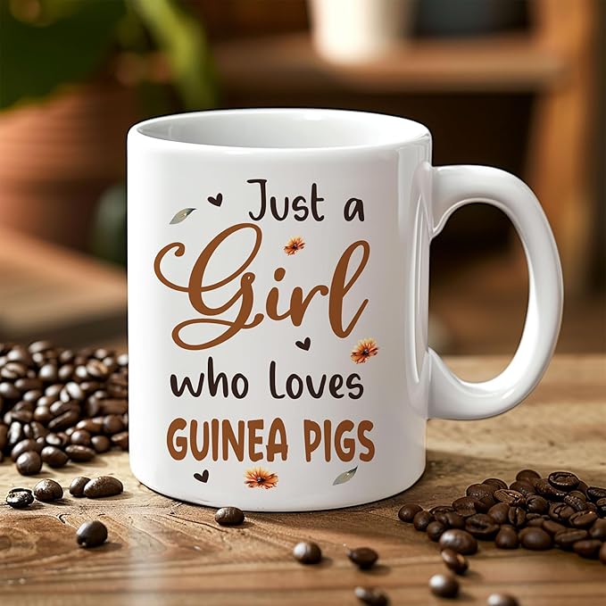 Hyturtle Personalized Cute Guinea Pig Coffee Mug - Custom Name Mug, Just A Girl Who Loves Pigs - Animal Lover's Gift, 11oz - 15oz