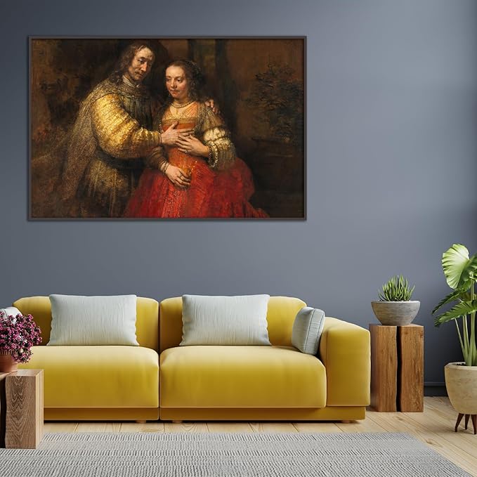 OKRA Rembrandt Canvas Wall Art Jewish Bride Poster Famous Oil Painting Print Historical Culture Illustration Modern Home Decorate Suitable for Home Classroom Wall Decoration Unframed(16x24in/40x60cm)