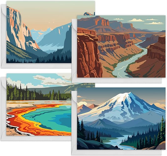 48 Pack Blank Cards and Envelopes, National Parks Blank Greeting Cards, Blank Cards for All Occasion