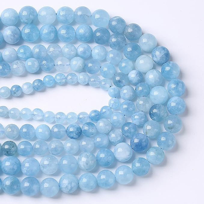 45PCS 8mm Natural Aquamarine Jade Beads Round Loose Spacer Stone Beads for Jewelry Making for Jewelry Making DIY Bracelet Necklace 15 Inch,Energy Stone Healing Power (8mm, Aquamarine Jade)