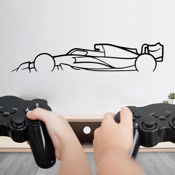 Formula Car metal Wall Art, Sports Car metal Silhouette, Formula Car Lovers Metal Wall Decor, Racing Gifts For Men, Minimalist Sculpture for Garage, Man Cave, Gift for Father's, (Black-15" x4.1" inch)