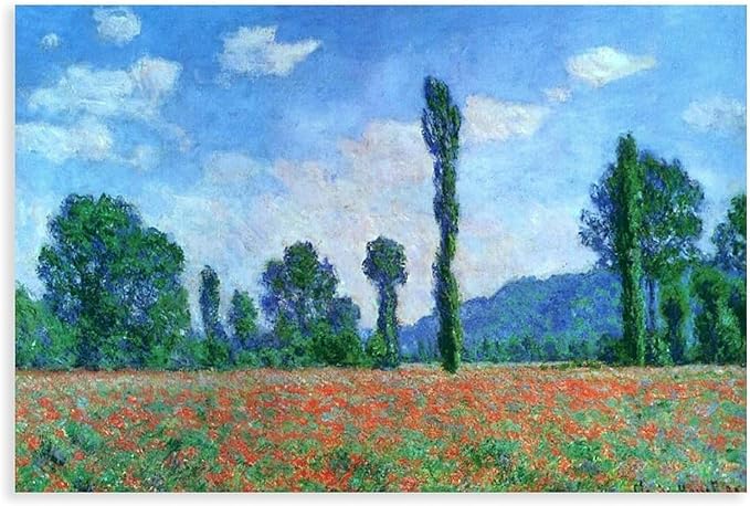 CFIOZYOS 40+ Monet Famous Print Posters Poppy Field in Giverny by Claude Monet Impressionism Canvas Wall Art Print Poster For Home School Office Decor Unframe 24×36inch(60×90cm)