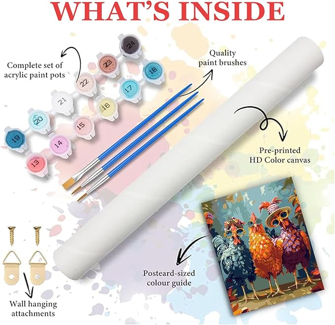 Paint by Numbers Kit for Adults Beginners,Animal Digital Painting for Home Wall Decoration and Gifts,Abstract Rock Chicken Frameless Beginner DIY Acrylic Watercolor Oil Painting (16x20 inches)