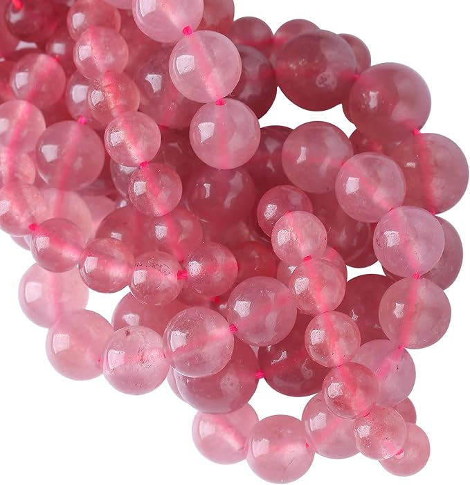 6MM 60PCS Natural Strawberry Quartz Crystal Jade Spacer Loose Beads for Jewelry Making DIY Bracelet Necklace