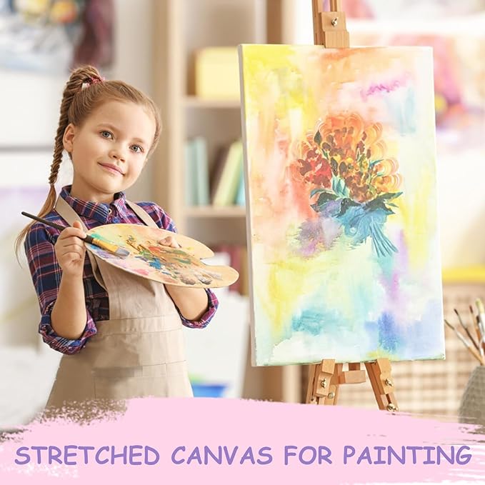 ESRICH Stretched Canvas for Painting, 2 Pack 8x10 Canvas Value Pack, Primed Acid-Free Cotton Blank Canvas, Paint Canvases for Oil & Acrylic Paint.