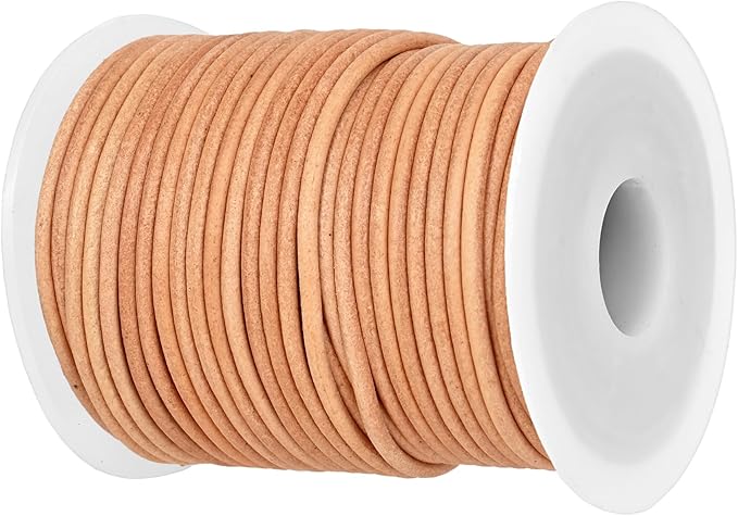 GENIQUE Real/Genuine Round Leather String Cord for Necklace, Bracelets, Jewellery, Braiding (1.5mm, Natural Distressed)