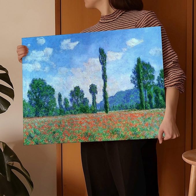 CFIOZYOS 40+ Monet Famous Print Posters Poppy Field in Giverny by Claude Monet Impressionism Poster for Teen Boys Room Wall Art Canvas Painting Print Frame 20×30inch(50×75cm)