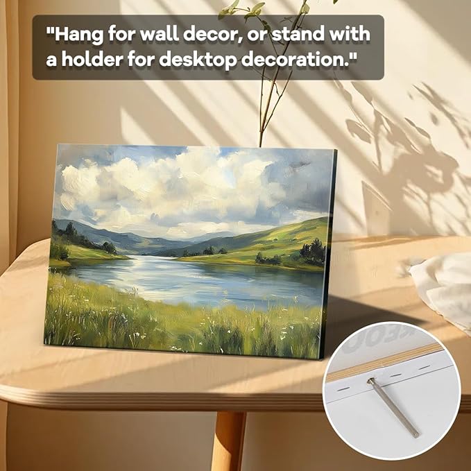 Nature Poster Lake Landscape Wall Art – 15x12 Inch Unframed Laminated Paper Print, Scenic Green Valley & Water View Artwork for Living Room, Bedroom, or Office – Hanging & Table Display