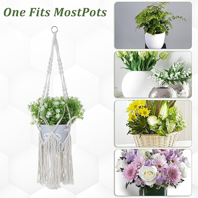 6 Pack Macrame Plant Hangers Indoor, Hanging Plant Holders with 6 Hooks Hanging Planters Set Boho Hangings Planter Basket Wall Plants Hanger for Indoor Outdoor Boho Home Decor