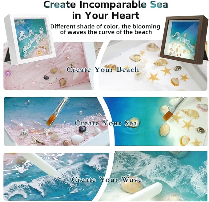 iLAND Crafts for Teens Adults Women Sea Resin Arts Kit for Beginners Beach Crafting Project DIY Costal Decor Making Set Craft Kit for Teens 14-16 Girls Crafty Gifts for Women Christmas Gift Romantic