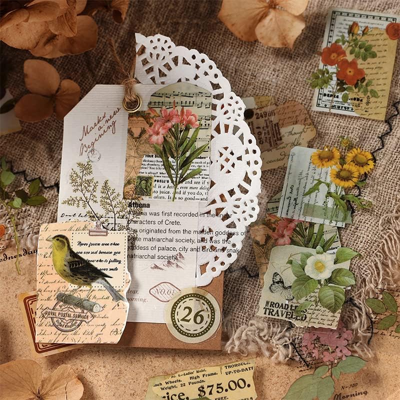 Clear 20 Sheets Sticker Book: Antique Ephemera Mini Letter Scrapbook Stickers, Vintage Envelope Stickers & Leaf Stickers for Art Journaling Supplies and Scrapbook Kits for Adults - Image 4