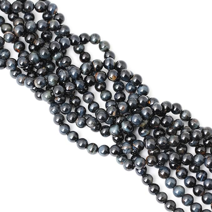 45PCS 8mm Natural Blue Tiger Eye Gemstone Round Loose Beads for Jewelry Making DIY Findings 1 Strand 15"