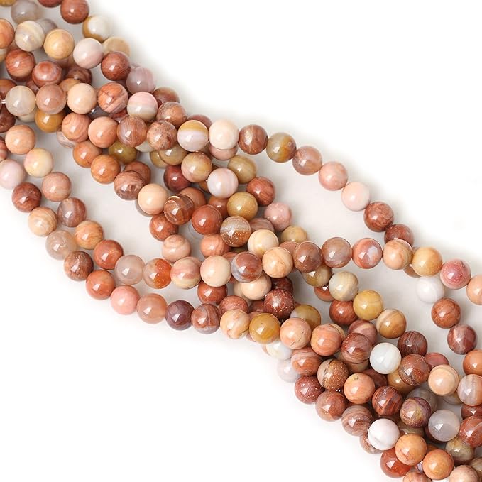 45PCS 8mm Natural Petrified Wood Jade Round Loose Beads for Jewelry Making DIY Bracelet Necklace Materials 1 Strand 15"