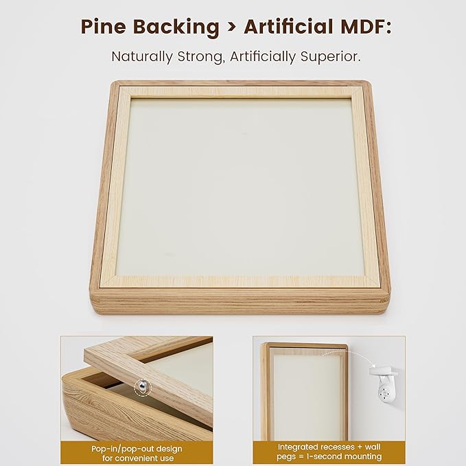 HELPLEX 12x16 Premium Picture Frame Set of 2 - Solid Oak Wood, UV-Blocking Plexiglass, Convertible 8.5x11 Matted or 12x16 Open Display - Wall Art Gallery & Luxury Home Decor