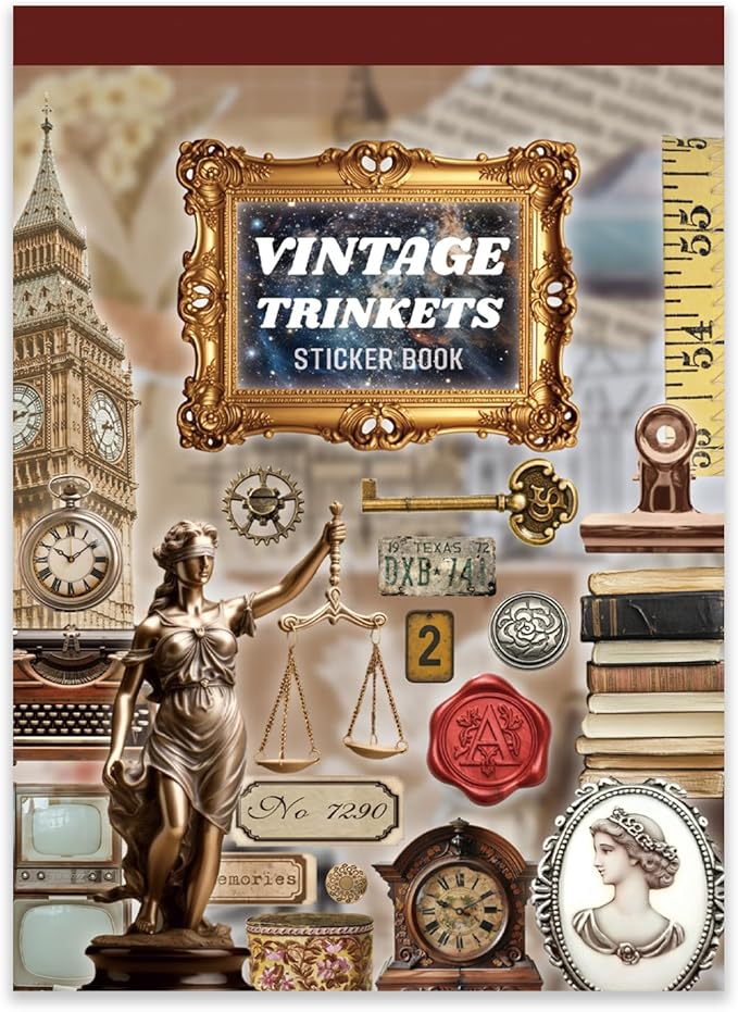 Vintage Sticker Book, 30 Sheets 308 Pcs Aesthetics Stickers for Journaling Scrapbooking Bullet Journals Planners Letter Card Making