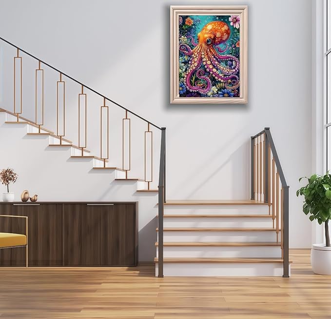CSZPPQAF 5D Diamond Painting Kits for Adults, Octopus Animal Diamond Art Kits for Adults Beginner, DIY Full Drill Gem Art Paint by Diamonds Dots Crafts Kits for Home Decor 12x16 Inch