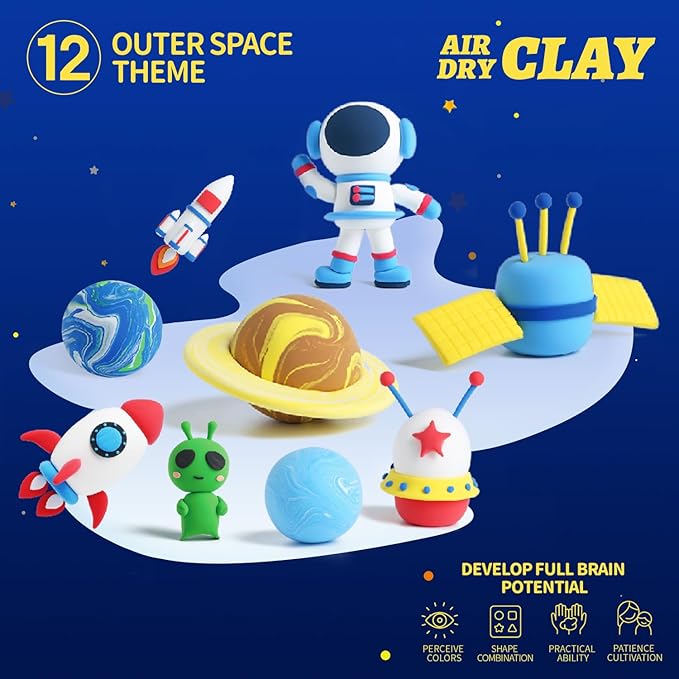 Air Dry Clay Kits - Modeling Clay for Kids, Ultra Light & Soft, Safe & Non-Toxic, 12 Boxes DIY Model Magic Clay with Sculpting Tools & Tutorials, Creatible Art Crafts Toys Gifts Boys Girls
