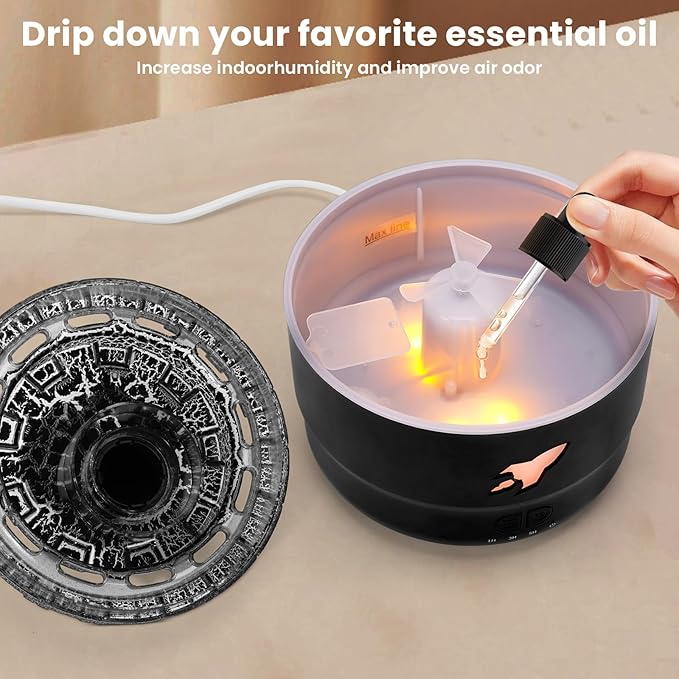 Cannon Blast Aroma Humidifier, Cannon Blast Turret Humidifier Silent Diffuser with Colorful LED Lights, Waterless Auto Shut, Vapor Aromatherapy Humidifier for Home Office Bedroom (Black)