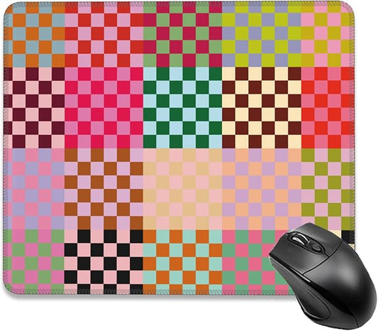 Mouse Pad, Retro Colored Checkered Mouse Pads for Desk,Waterproof Anti-Slip Rubber Gaming Mouse pad with Stitched Edges for Gaming Office Laptop Computer Men Women
