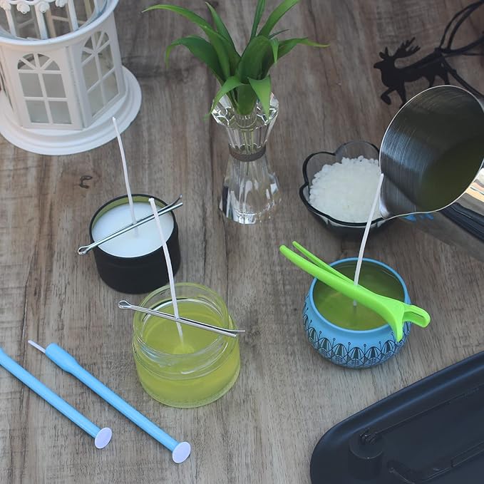 CandMak Candle Wick Kit - 60 Cotton Wicks with Tools for Making Thick, 6 inch Candles