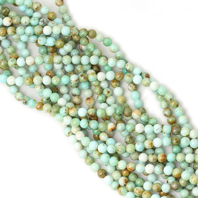 60PCS 6mm Natural Mongolian Turquoise Stone Round Loose Beads for Jewelry Making 1 Strand 15"