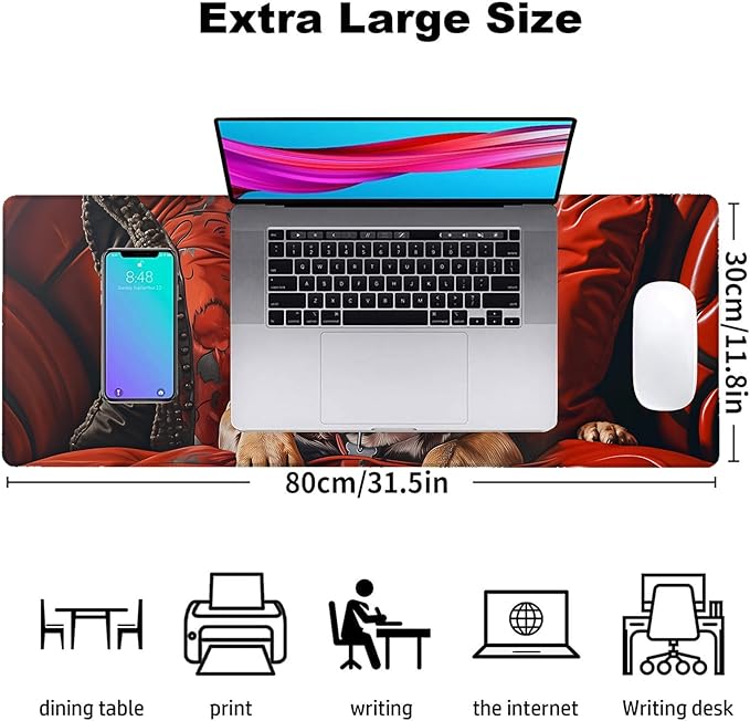 French Bulldog Gaming Mouse Pad, Office Desk Mat, Anti-Slip Rubber Base Cool Aesthetic Mouse Pads for Computer Laptop Keyboard School Home Desktop Gamer Home Accessories Decor 31.5" x 11.8"