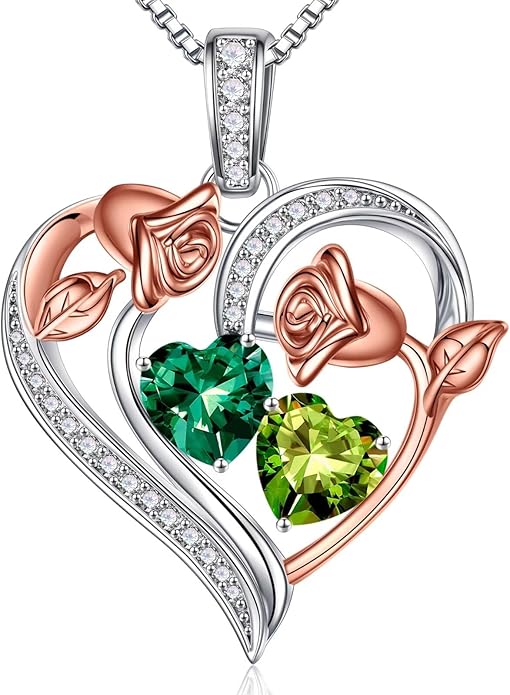 Iefil Christmas Gifts for Women Wife - 925 Sterling Silver Rose Heart Necklace, Stocking Stuffers for Women, Anniversary Birthday Gifts for Wife Girlfriend Mom