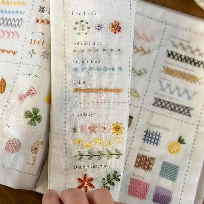 2026 New Embroidery Stitch Book Kit,Complete Sewing Tools & Tutorials for Beginners, Portable DIY Kit with Floral Motifs, Ideal Gift for Craft Lovers & DIY Enthusiasts (2PCS)