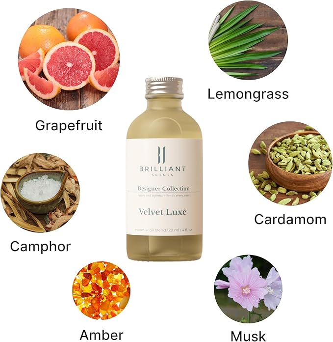 Brilliant Scents Diffuser Oil Refill, Inspired by Dubai/Mercedès Benz Designer Collection Aroma Scents, Essential Oils Set for Home, Fragrance Oil for Candle Making, Hotel, 200ML, Velvet Luxe