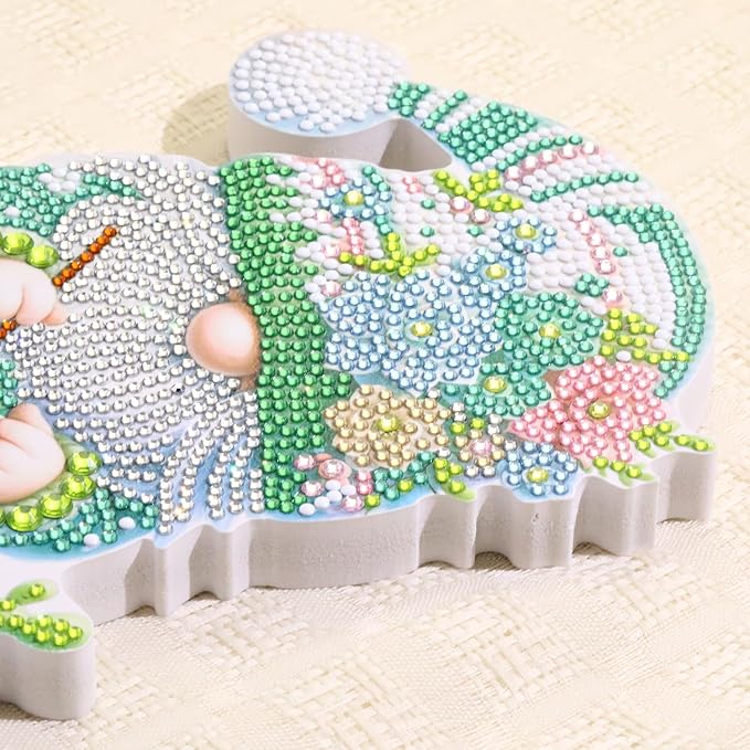 Tabletop Diamond Art Kits for Adults - Succulents Gnome Diamond Painting Figurines Ornaments, DIY Diamond Art Statues Diamond Dots Sculpture Special Shaped Paintings with Diamonds Gem Art and Crafts