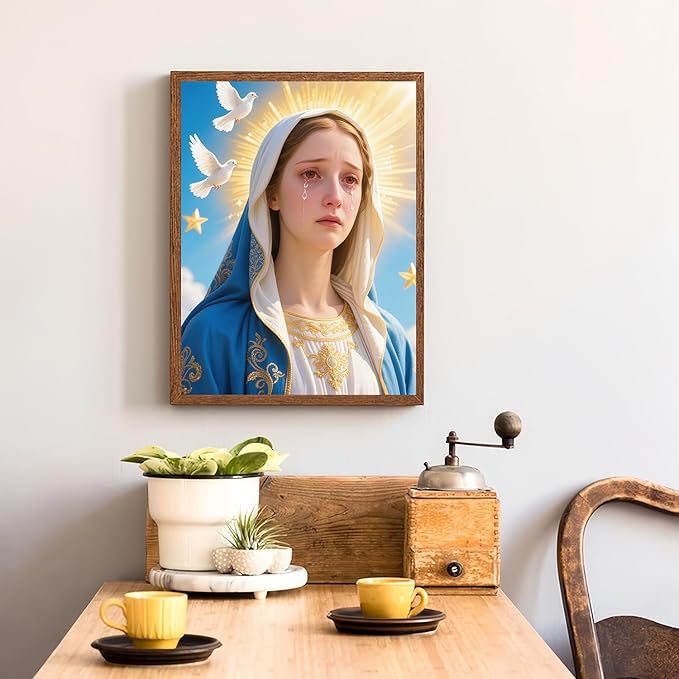 Mosaflare 5D Diamond Painting Kits for Adults, Virgin Mary Diamond Art for Beginners, DIY Full Round Drill Paint by Diamonds Dot Gem Art for Adults, Home Wall Decor 12x16 Inch