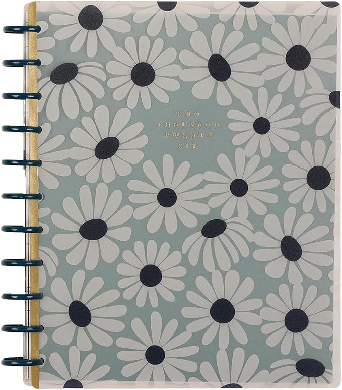 Happy Planner Disc-Bound Planner Jan.–Dec. 2026, Includes 3 Extra Months and 2 Sticker Sheets, Big Size, 8.5" x 11", Horizontal Layout, Green Garden