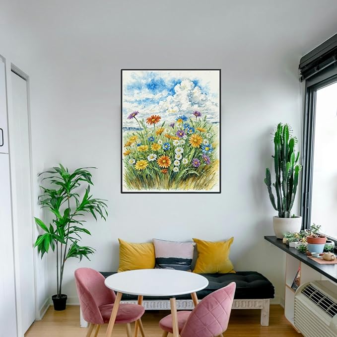 Flower Paint By Numbers Kit For Adults Beginner Paint By Number Flowers DIY Acrylic Paint By Numbers Kits On Canvas Painting For Beginners Wildflower Drawing Colorful Paintworks Artwork 16 x20 Inch