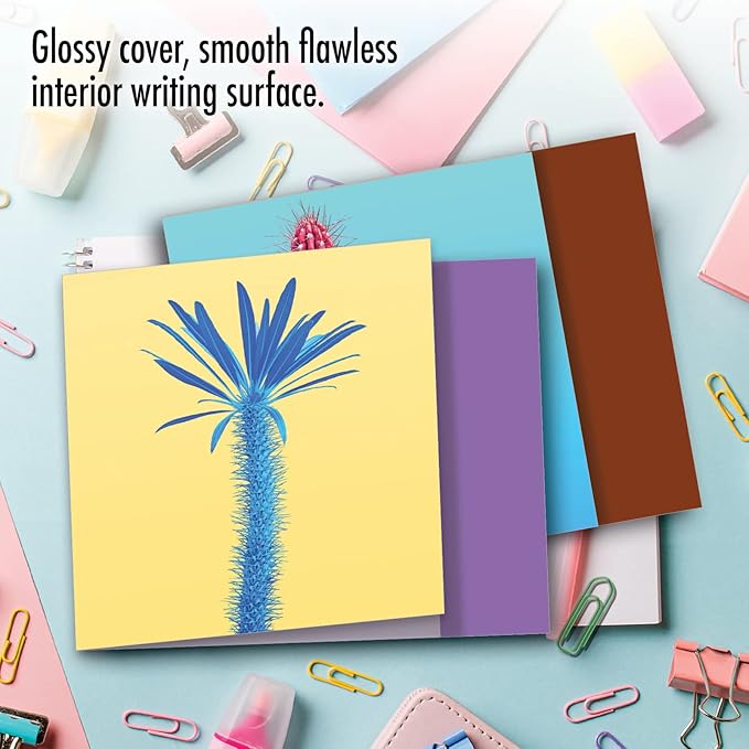 The Best Card Company - 10 Blank Note Cards with Envelopes (4 x 5.12 Inch) - Bulk All Occasion Cards Boxed - Colorful Cacti AMQ6139OCB-B1x10-NB
