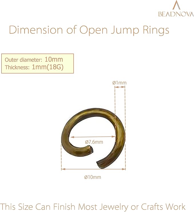 BEADNOVA 10mm Jump Rings Copper Jewelry Open Jump Rings for Jewelry Making Accessories Makings for Keychains (300Pcs)