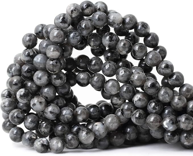 45PCS 8mm Natural Black Labradorite Gemstone Round Loose Beads Crystal Energy Stone for DIY Jewelry Making 1 Strand 15"