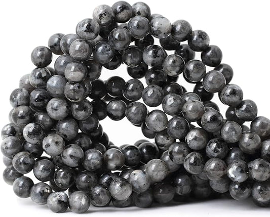 45PCS 8mm Natural Black Labradorite Gemstone Round Loose Beads Crystal Energy Stone for DIY Jewelry Making 1 Strand 15"