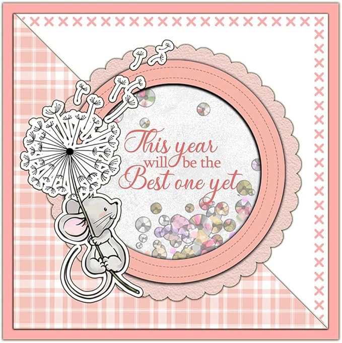 Dandelion Trunk Mouse Stamps and Cutting Dies for Card Making DIY Transparent Silicone Clear Stamp and Metal Die Cuts Sets for Scrapbooking Paper Greeting Cards Decor Seals Craft Supplies