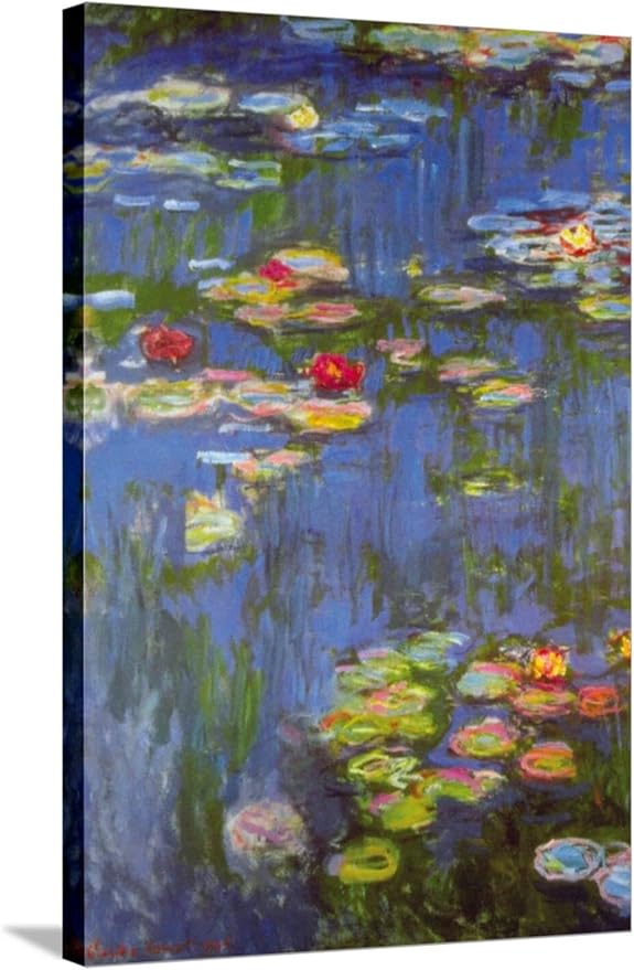 ART.COM Stretched Canvas Print Water Lilies No. 3 by Claude Monet, 24" x 36"
