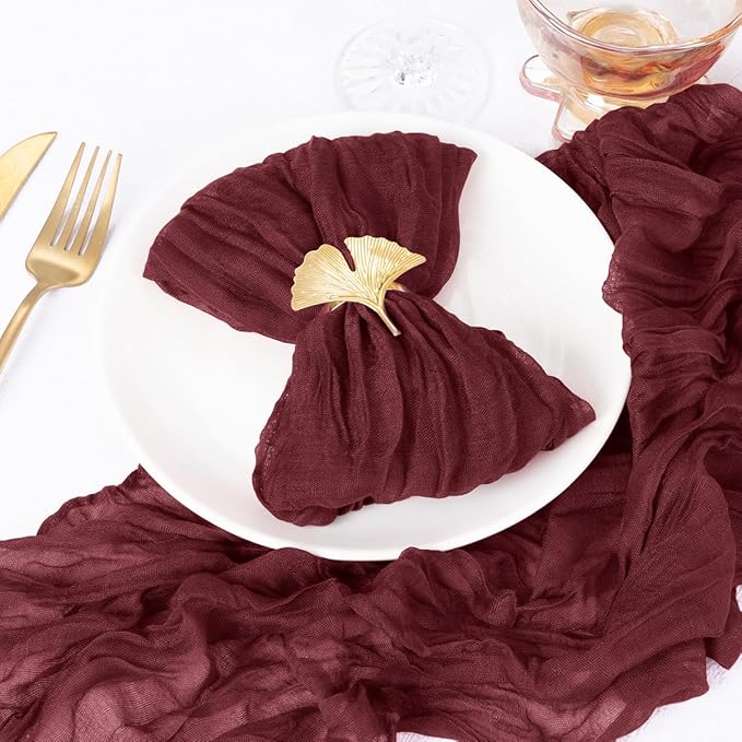 20 Pack Burgundy Red Cheesecloth Napkins Spring Cloth Napkins Set of 20 Burgundy Dinner Napkins Bulk 21x21 Inches for Wedding Bridal Shower Baby Shower Valentine's Day
