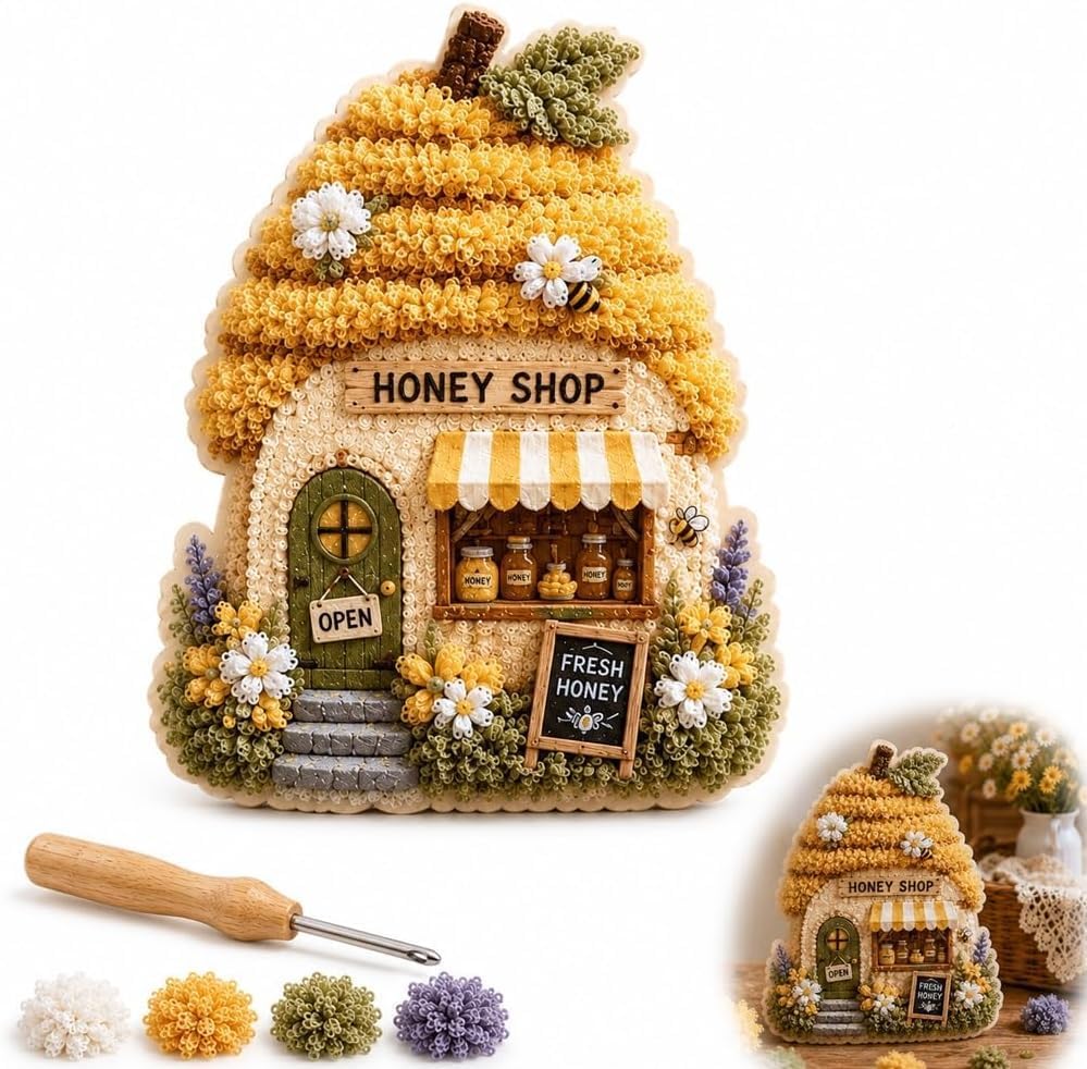 Whimsical Village 3D Fabric Poke Art Kit (Beehive Honey) by Unknown