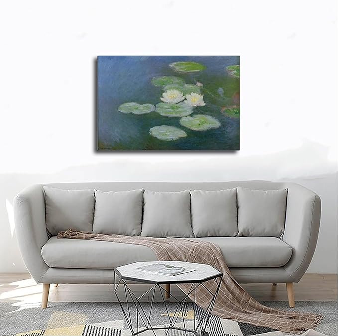 CFIOZYOS 40+ Monet Famous Print Posters Water Lilies, Evening Effect by Claude Monet Impressionism Canvas Wall Art Print Poster For Home School Office Decor Frame 16×24inch(40×60cm)