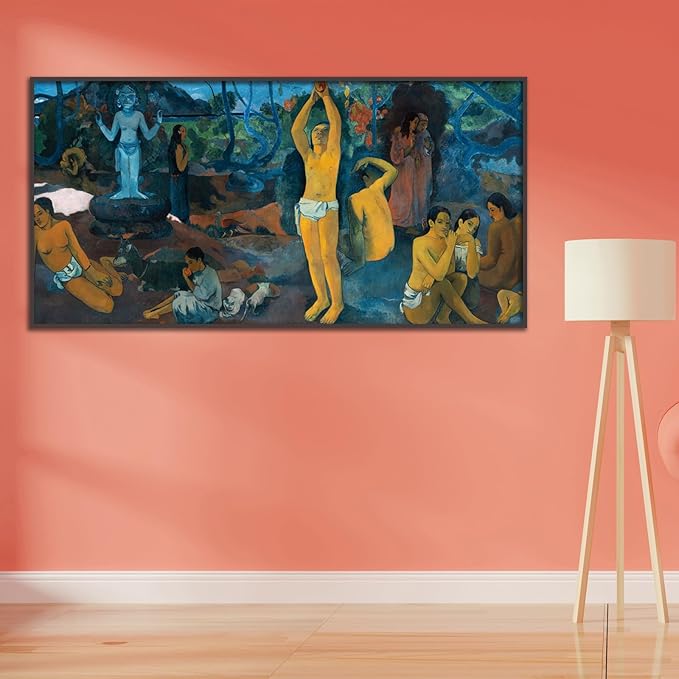 OKRA Where We Come From Who We Are Where We Are Going Poster By Paul Gauguin Painting Reproduction of Famous Painting Vintage Poster Room Aesthetic Wall Decorate Unframed(16x32in/40x80cm)