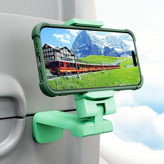 Klearlook 4 in 1 Adjustable Phone Stand - 360 Rotation Handsfree Viewing, Foldable Travel Essentials, Accessory for Flight/Home/Office - Green