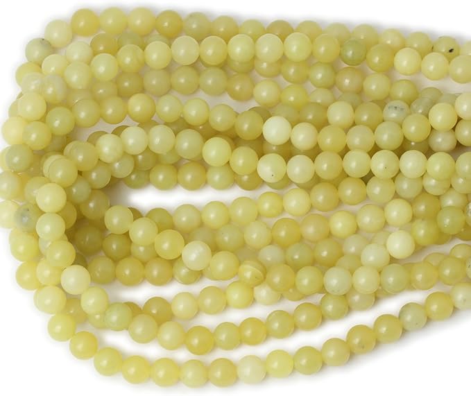 45PCS 8mm Natural Yellow Lemon Jade Gemstone Round Loose Beads for Jewelry Making DIY Findings 1 Strand 15"